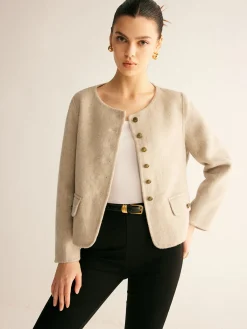 COMMENSE Wool-Blend Elegant Button Blazer* Outerwear|Blazers