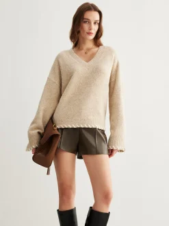 COMMENSE Wool-Blend Embroidered Trim Sweater* Sweater Tops|Sweaters & Cardigans