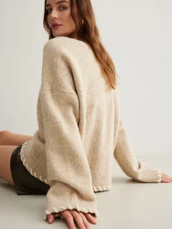 COMMENSE Wool-Blend Embroidered Trim Sweater* Sweater Tops|Sweaters & Cardigans