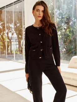 COMMENSE Wool-Blend Geometric-Button Cardigan* Cardigans|Sweaters & Cardigans