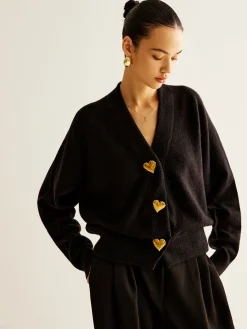 COMMENSE Wool-Blend Heart Button Cardigan* Cardigans|Sweaters & Cardigans