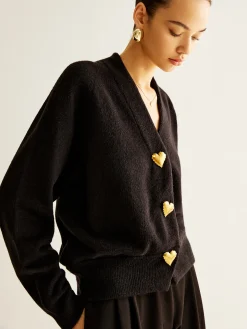 COMMENSE Wool-Blend Heart Button Cardigan* Cardigans|Sweaters & Cardigans
