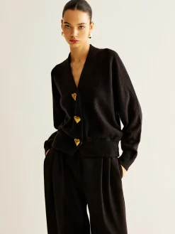 COMMENSE Wool-Blend Heart Button Cardigan* Cardigans|Sweaters & Cardigans