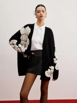 COMMENSE Wool-Blend Knit-Floral Cardigan* Cardigans|Sweaters & Cardigans