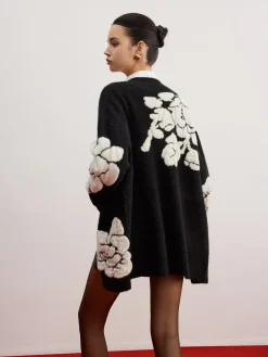 COMMENSE Wool-Blend Knit-Floral Cardigan* Cardigans|Sweaters & Cardigans