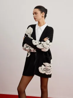 COMMENSE Wool-Blend Knit-Floral Cardigan* Cardigans|Sweaters & Cardigans