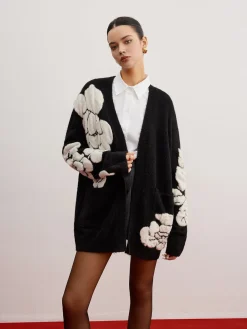 COMMENSE Wool-Blend Knit-Floral Cardigan* Cardigans|Sweaters & Cardigans