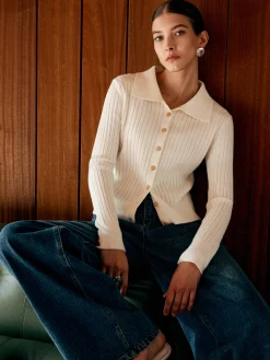 COMMENSE Wool-Blend Lapel Knit Cardigan* Cardigans|Sweaters & Cardigans