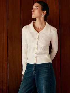 COMMENSE Wool-Blend Lapel Knit Cardigan* Cardigans|Sweaters & Cardigans