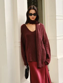 COMMENSE Wool-Blend Loose Scarf Sweater* Sweater Tops|Sweaters & Cardigans