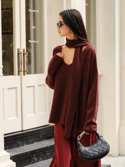 COMMENSE Wool-Blend Loose Scarf Sweater* Sweater Tops|Sweaters & Cardigans