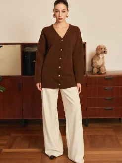 COMMENSE Wool-Blend Metal-Button Belted Cardigan* Cardigans|Sweaters & Cardigans
