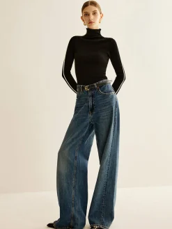 COMMENSE Wool-Blend Mock-Neck Knit Top* Sweater Tops|Sweaters & Cardigans