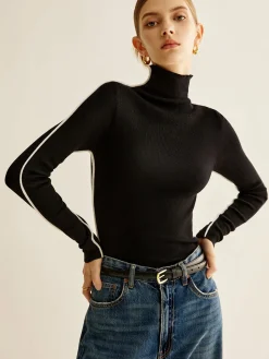 COMMENSE Wool-Blend Mock-Neck Knit Top* Sweater Tops|Sweaters & Cardigans