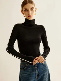 COMMENSE Wool-Blend Mock-Neck Knit Top* Sweater Tops|Sweaters & Cardigans