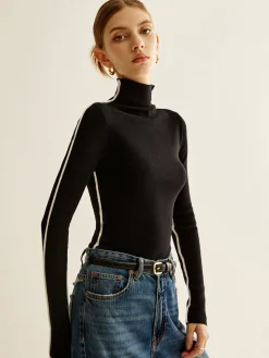 COMMENSE Wool-Blend Mock-Neck Knit Top* Sweater Tops|Sweaters & Cardigans