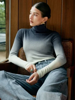 COMMENSE Wool-Blend Ombre Slim Knit Top* Sweater Tops|Sweaters & Cardigans