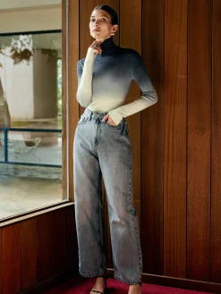 COMMENSE Wool-Blend Ombre Slim Knit Top* Sweater Tops|Sweaters & Cardigans