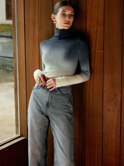COMMENSE Wool-Blend Ombre Slim Knit Top* Sweater Tops|Sweaters & Cardigans