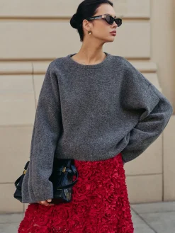 COMMENSE Wool-Blend Plain Pullover Sweater* Sweater Tops|Sweaters & Cardigans