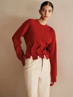 COMMENSE Wool-Blend Pleated Design Sweater* Sweater Tops|Sweaters & Cardigans