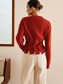 COMMENSE Wool-Blend Pleated Design Sweater* Sweater Tops|Sweaters & Cardigans