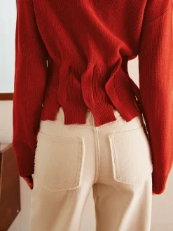 COMMENSE Wool-Blend Pleated Design Sweater* Sweater Tops|Sweaters & Cardigans
