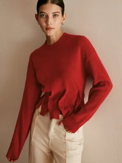 COMMENSE Wool-Blend Pleated Design Sweater* Sweater Tops|Sweaters & Cardigans