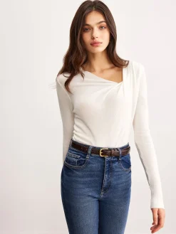 COMMENSE Wool-Blend Pleated Knit Top* Sweater Tops|Sweaters & Cardigans