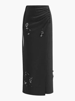 COMMENSE Wool-Blend Pleated Sequins Sweater Skirt* Knitwear|Matching Sets
