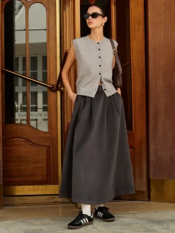 COMMENSE Wool-Blend Pockets Pleated Skirt* Skirts|Bottoms