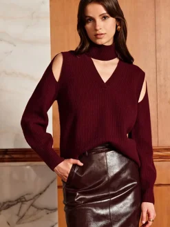 COMMENSE Wool-Blend Ribbed Cutout Sweater* Sweater Tops|Sweaters & Cardigans