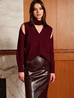 COMMENSE Wool-Blend Ribbed Cutout Sweater* Sweater Tops|Sweaters & Cardigans