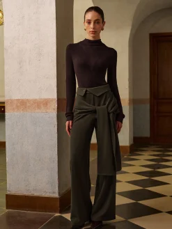 COMMENSE Wool-Blend Semi-Sheer Ribbed Knit Top* Knitwear|Tops