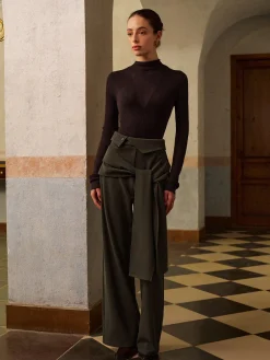 COMMENSE Wool-Blend Semi-Sheer Ribbed Knit Top* Knitwear|Tops