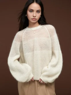 COMMENSE Wool-Blend Semi-Sheer Shift Knit Top* Knitwear|Tops