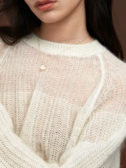 COMMENSE Wool-Blend Semi-Sheer Shift Knit Top* Knitwear|Tops