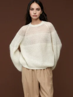 COMMENSE Wool-Blend Semi-Sheer Shift Knit Top* Knitwear|Tops