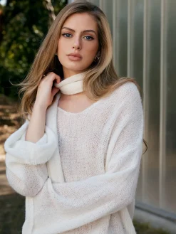 COMMENSE Wool-Blend Semi-Sheer Sweater With Scarf* Sweater Tops|Sweaters & Cardigans