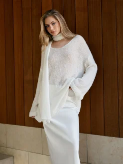 COMMENSE Wool-Blend Semi-Sheer Sweater With Scarf* Sweater Tops|Sweaters & Cardigans