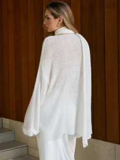 COMMENSE Wool-Blend Semi-Sheer Sweater With Scarf* Sweater Tops|Sweaters & Cardigans