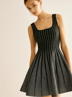COMMENSE Wool-Blend Sequins Sweater Dress* Black Dresses|Sweater Dresses