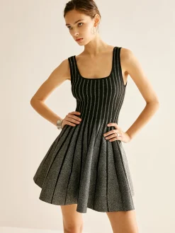 COMMENSE Wool-Blend Sequins Sweater Dress* Black Dresses|Sweater Dresses