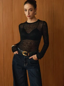 COMMENSE Wool-Blend Sheer Knit Top* Sweater Tops|Sweaters & Cardigans