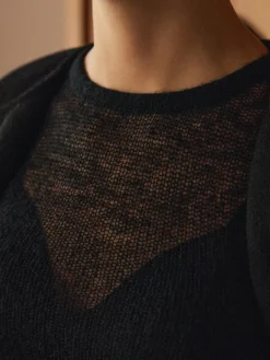 COMMENSE Wool-Blend Sheer Knit Top* Sweater Tops|Sweaters & Cardigans