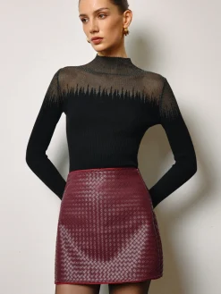 COMMENSE Wool-Blend Sheer-Detail Slim Knit Top* Knitwear|Tops