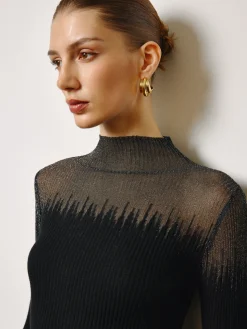 COMMENSE Wool-Blend Sheer-Detail Slim Knit Top* Knitwear|Tops