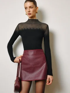COMMENSE Wool-Blend Sheer-Detail Slim Knit Top* Knitwear|Tops