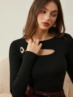 COMMENSE Wool-Blend Skinny Knit Top* Sweater Tops|Sweaters & Cardigans