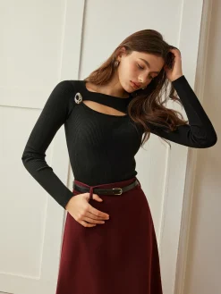COMMENSE Wool-Blend Skinny Knit Top* Sweater Tops|Sweaters & Cardigans